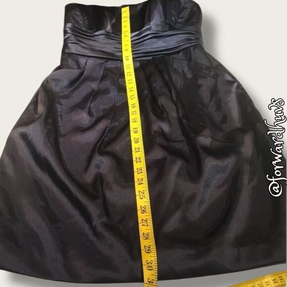 Strapless Blue Satin-Like Mini Dress with Pockets – Size 2 - Picture 9 of 13